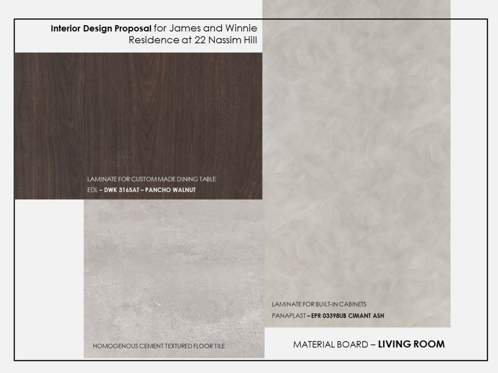 Material Board Sample for Living Area